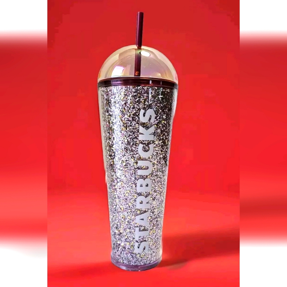 Starbucks Holiday 2024 "RARE" Bubble/dome Lid, Silv/Glitter Bodice w/Ruby finish